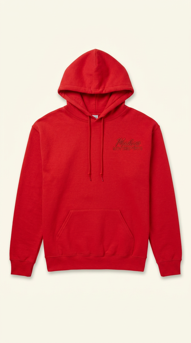Red Madison Motorsports pullover hoodie
