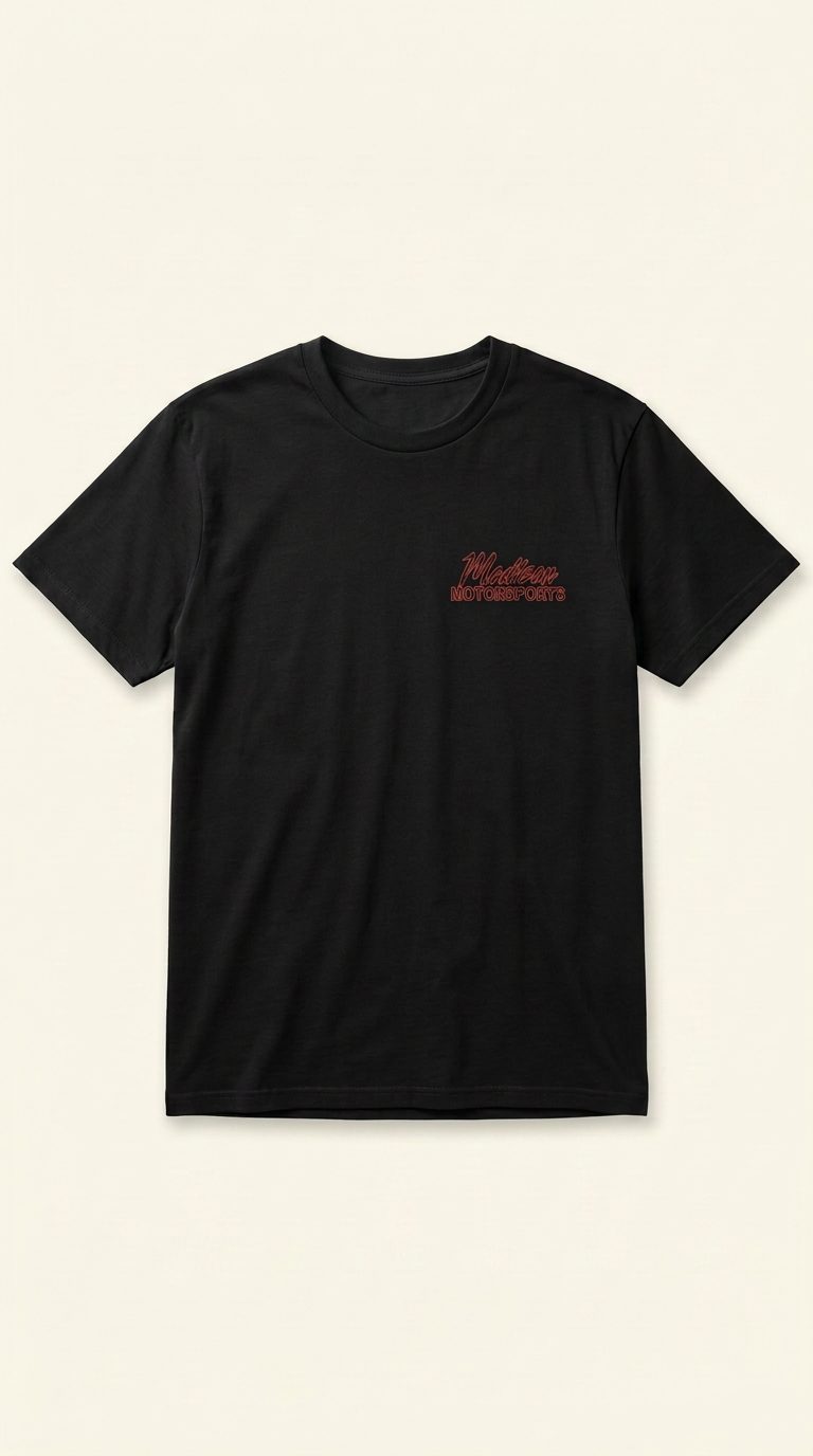 Black Madison Motorsports t-shirt with large front logo print